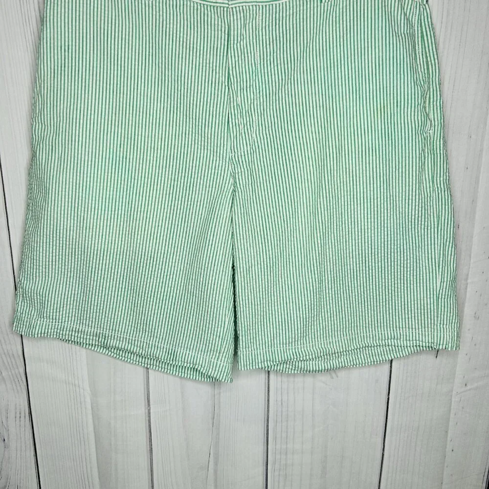 Vineyard Vines Shorts Sz 35 Green White Striped Seersucker 9